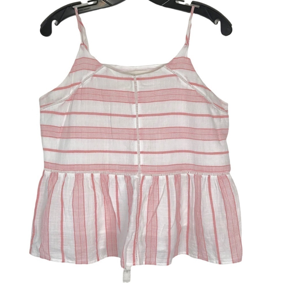 The Impeccable Pig Cotton Babydoll Tank Top Striped SMALL Spaghetti Strap Blouse